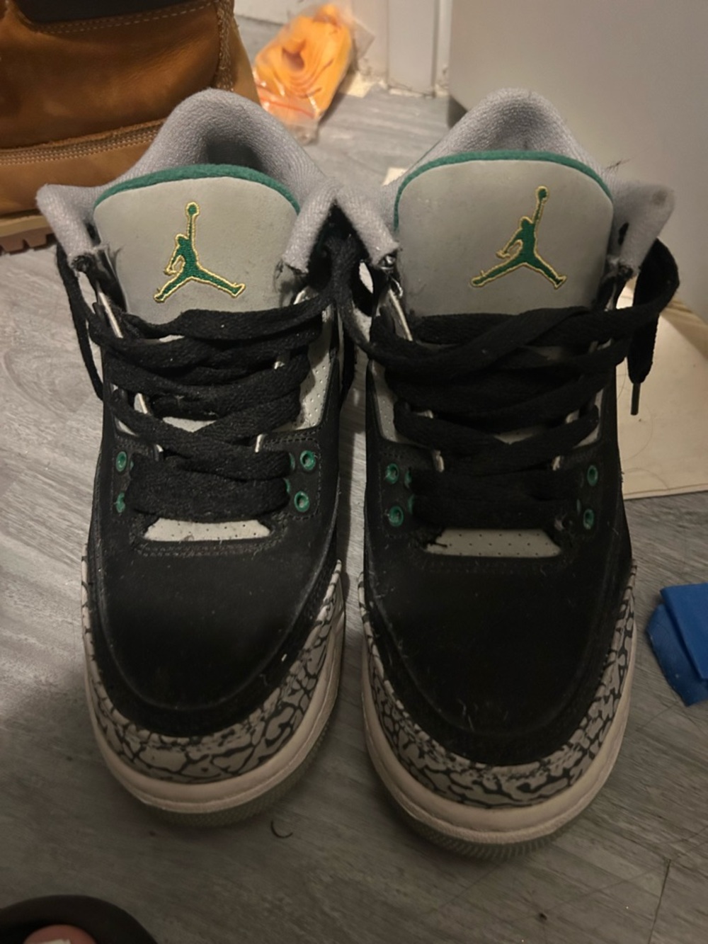 Jordan Kids Black/Gray/Green Elephant Print Sneakers